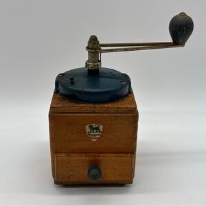 Antique 1920's Art Deco PEUGEOT FRERES Wood Coffee Grinder Mill Made in France